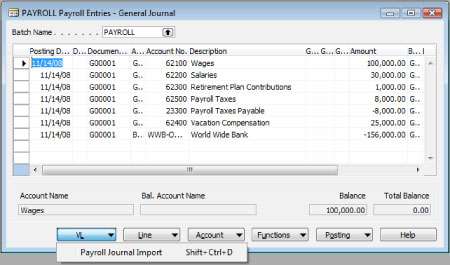 Import ADP general ledger information directly into a Microsoft Dynamics NAV / Navision journal